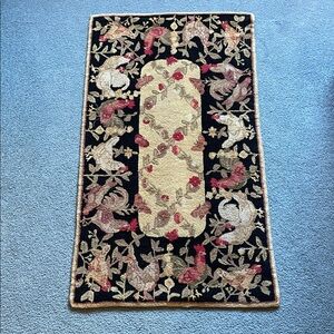 Floral and Rooster Pattern Rug